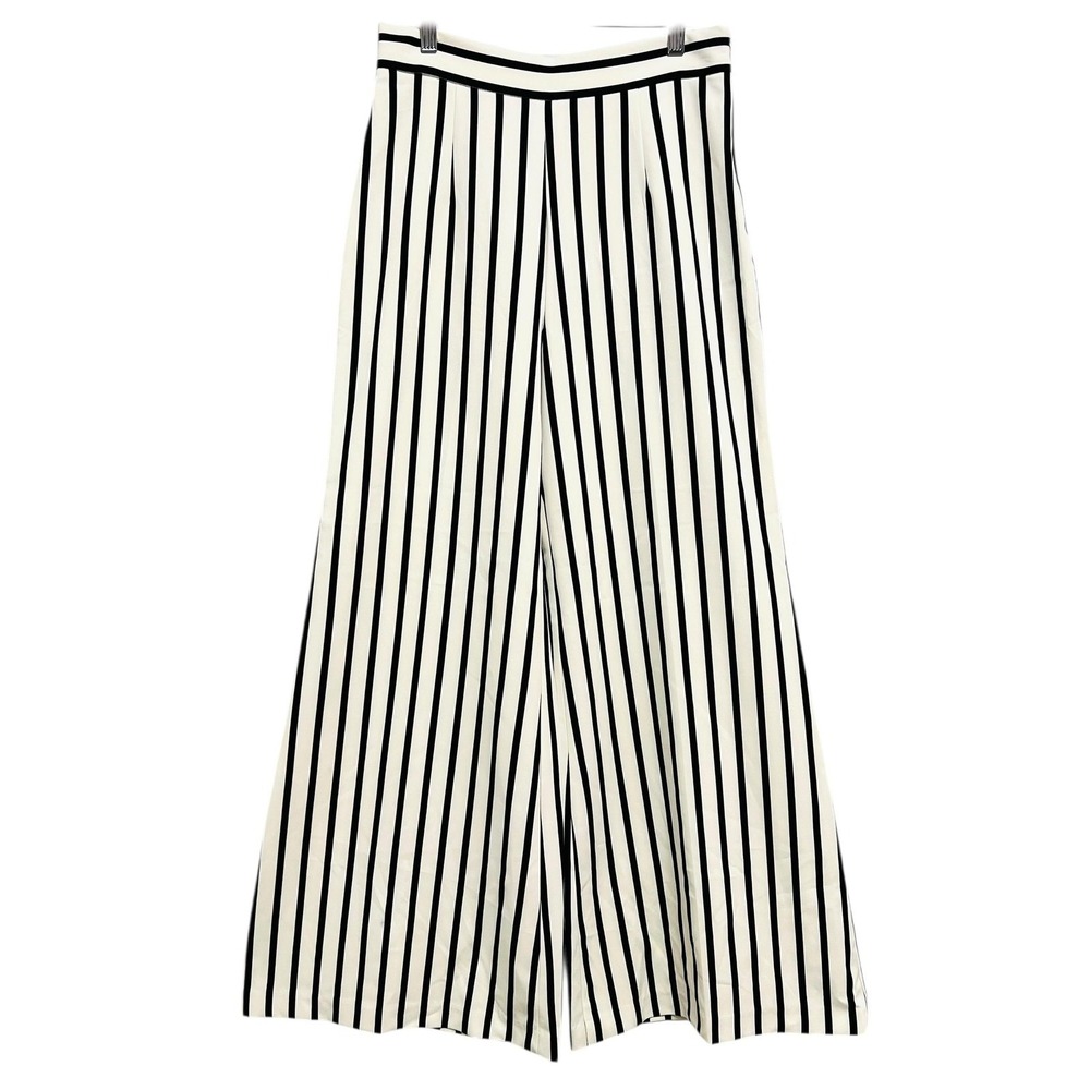 Lena Gabrielle‎ Pants Womens 8 White Black Stripe Wide Leg Dress Work Career